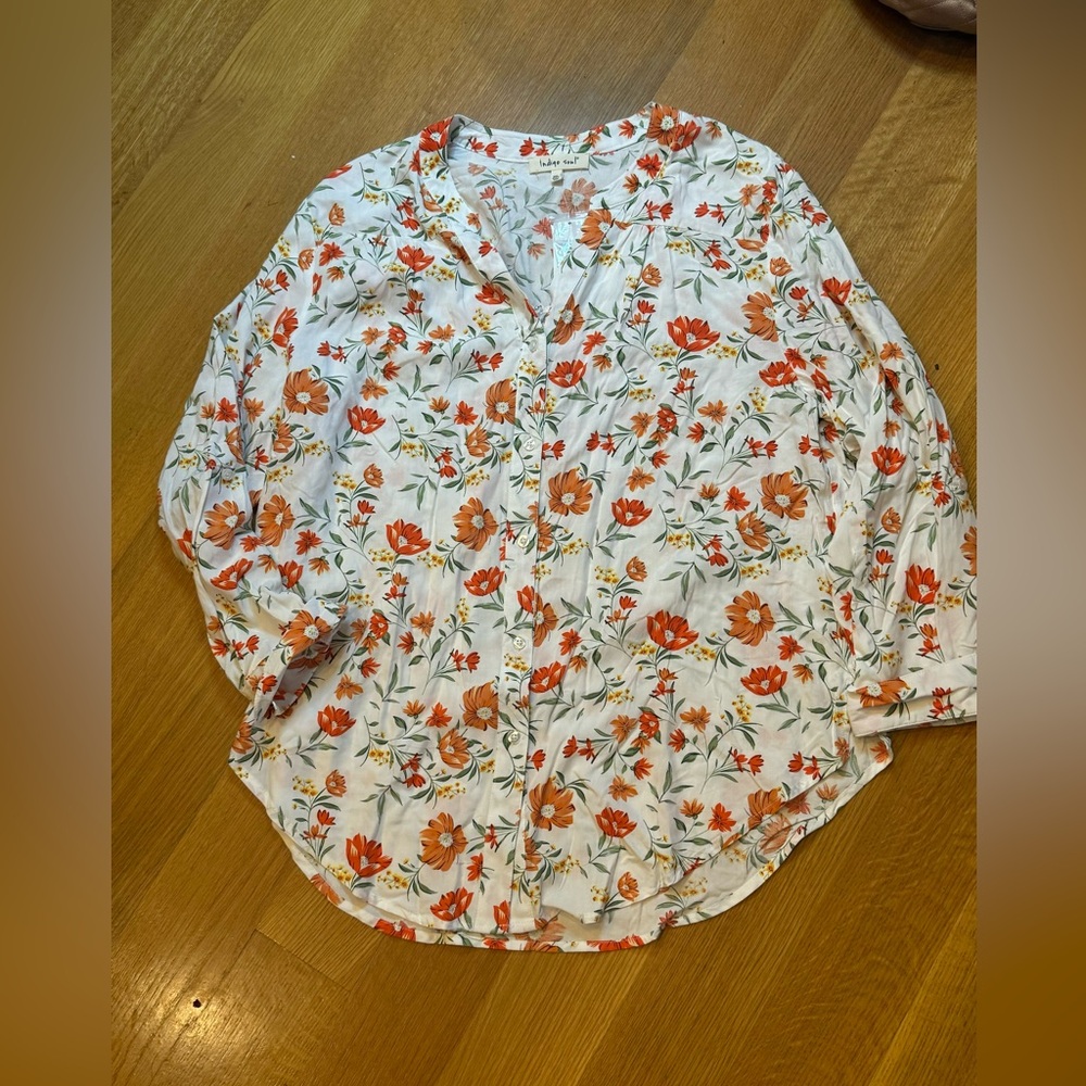 Indigo Soul (Cracker Barrel) Top with Orange and Green Accents Size 2X NWT